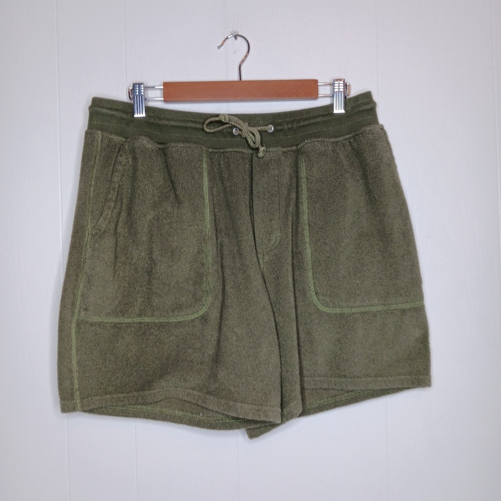 Outerknown Hightide Sweatshorts Mens Size L Olive Night Drawstring Elastic Waist